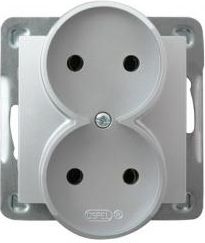 Ospel Gniazdo podwójne Impresja b/u 16A srebrne (GP-2YR/m/18)