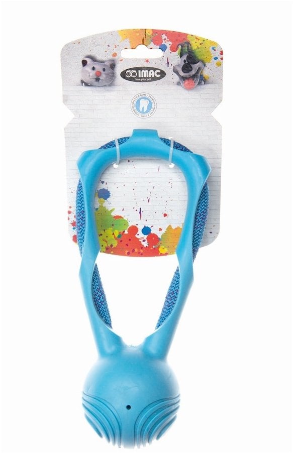 Hantel, gryzak, dla psa, TPR/sznurek, niebieski, 23x9,5x8 cm