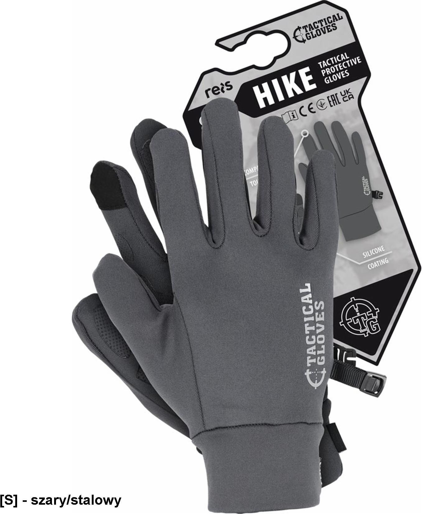 RTC-HIKE - Rękawice ochronne nakropienie z silikonu na części chwytnej ściągaczklamerka pozwalająca na spięcie rękawic dzianina: 95% poliester 5% elas