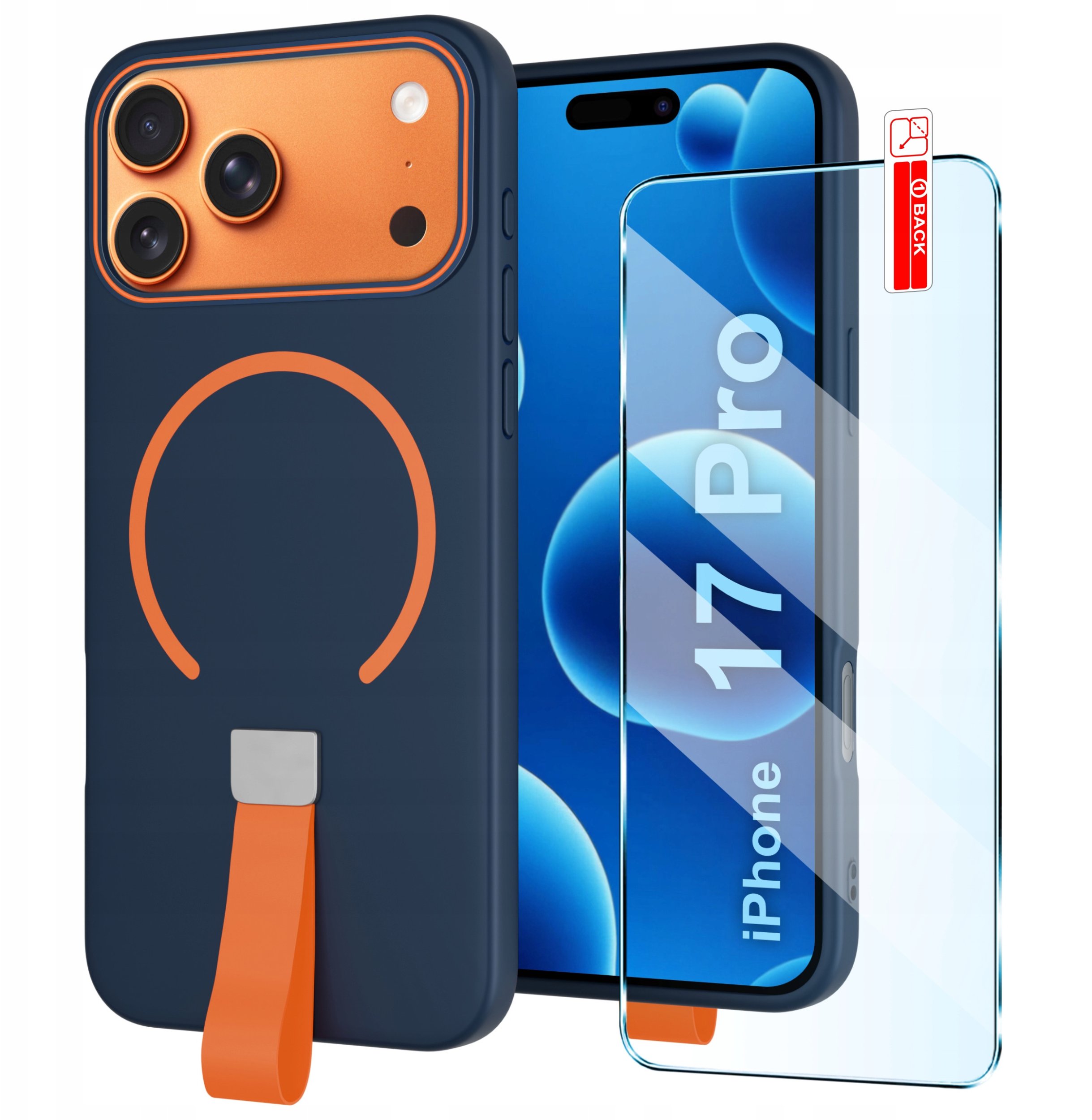 Etui z Paskiem na palec Matowe do iPhone 17 Pro |do MagSafe +Szkło