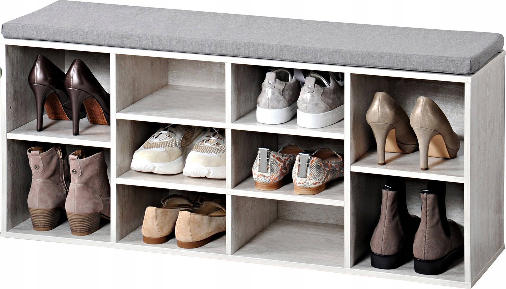 Kesper Szafka na buty z siedziskiem, bielone drewno, KESPER