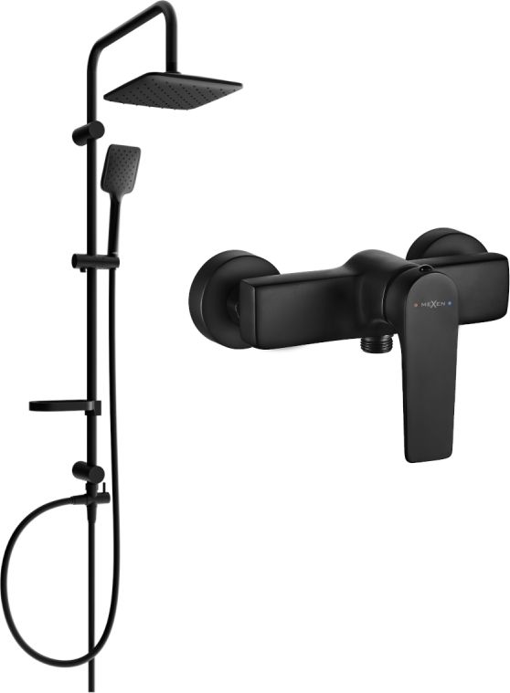 Zestaw prysznicowy Mexen Mexen Sven zestaw prysznicowy natynkowy z deszczownicą i baterią prysznicową Lynx, czarny - 745940262-70
