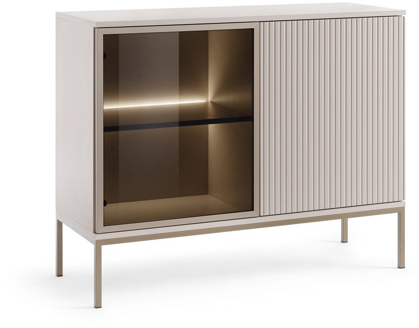 Komoda Lagos z metalowymi nóżkami w kolorze Cashmere + LED