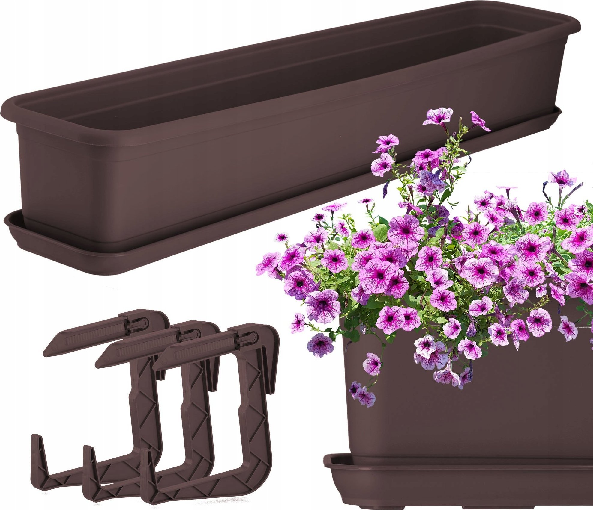 Kadax KADAX Doniczka Skrzynka Balkonowa 80cm + 3 Uchwyty