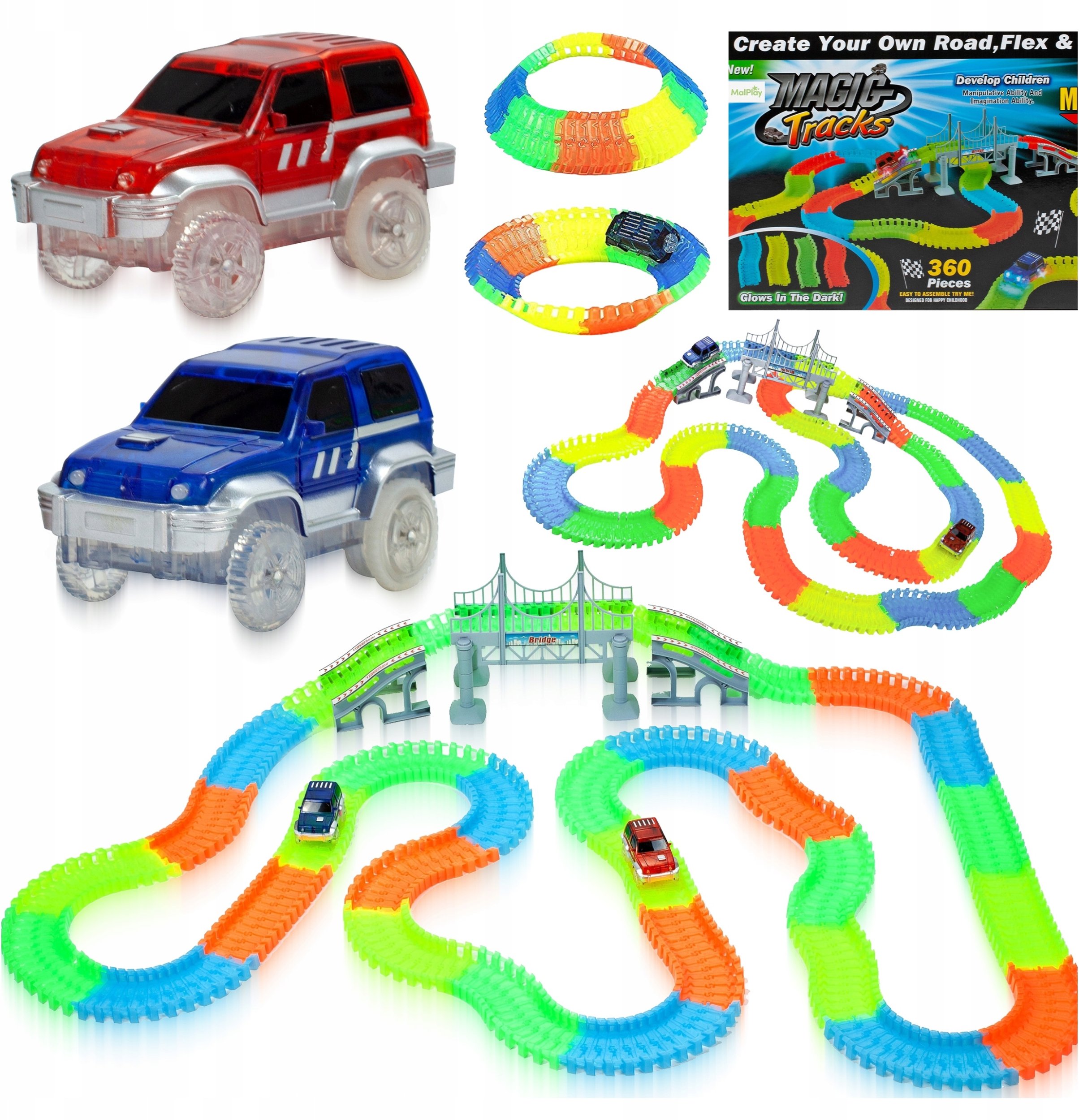 Magiczny Świecący W Ciemności Tor 360 Elementów