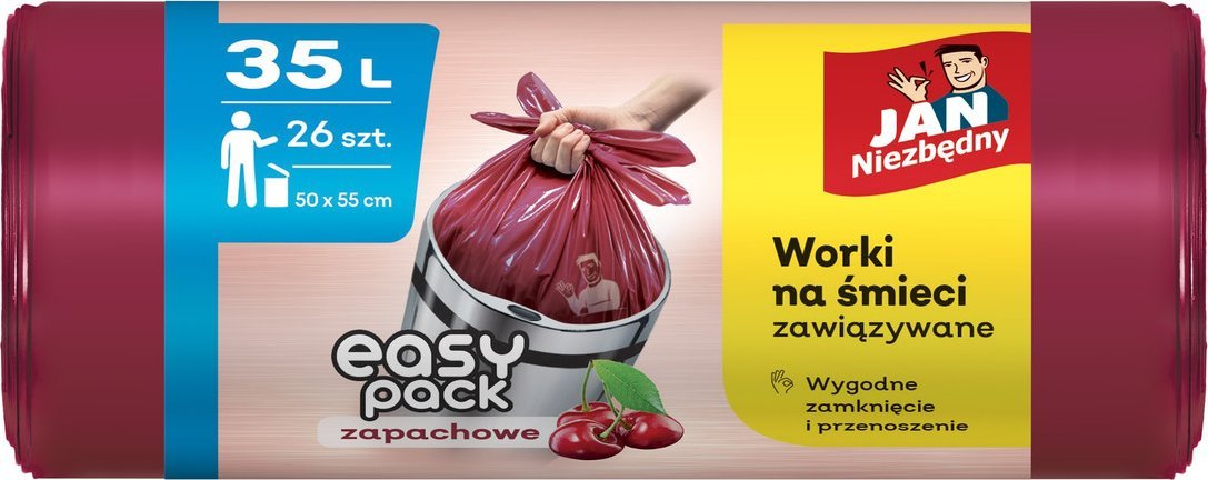 Jan Niezbędny Worki na śmieci hd easy-pack wiśnia 35l-26 sztuk