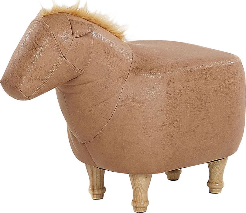 Beliani Pufa zwierzak ekoskóra beżowa HORSE