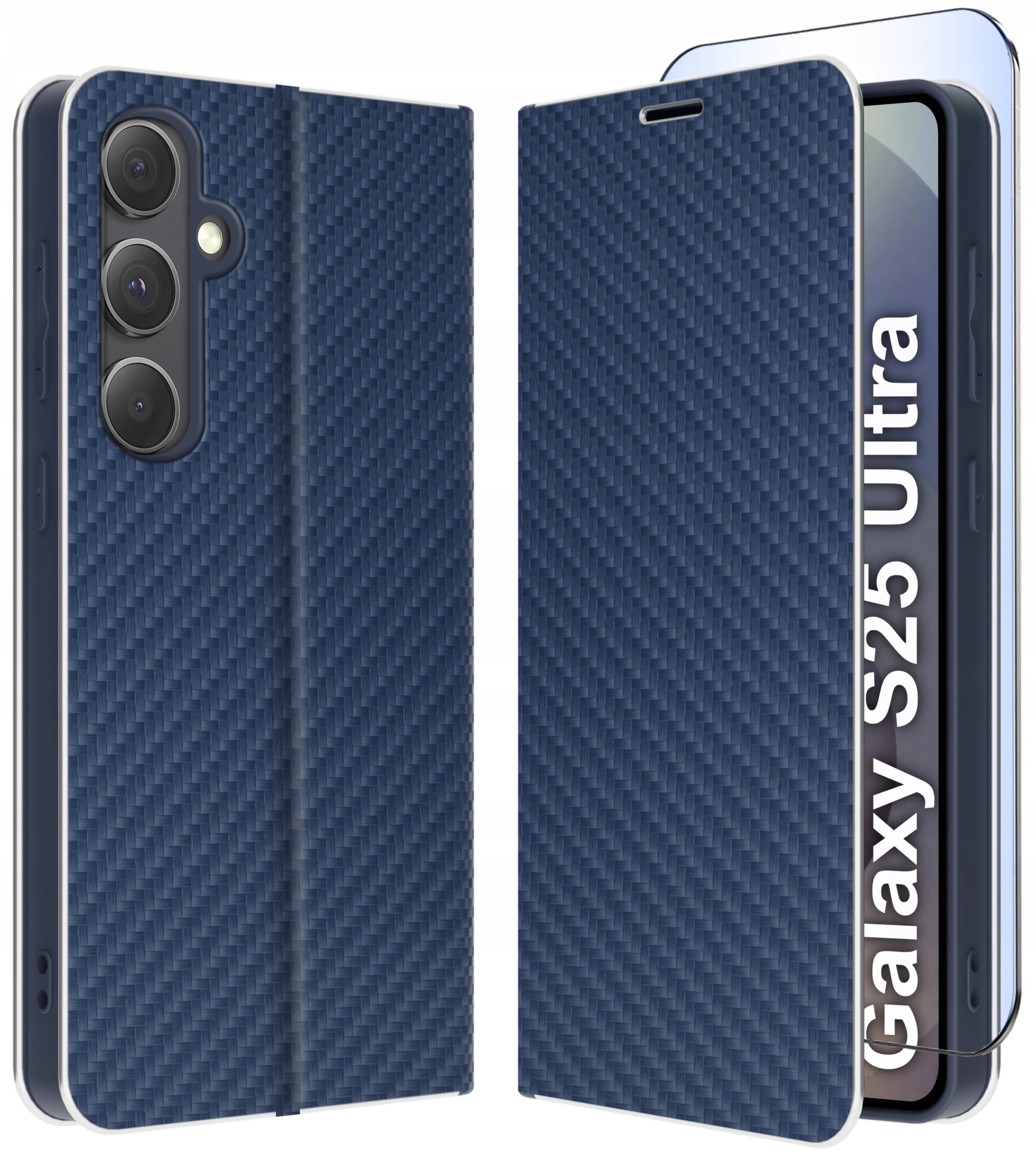 ETUI do Samsung S25 Ultra | CARBON PORTFEL BOOK TOKRA CASE CLASSIC + SZKŁO