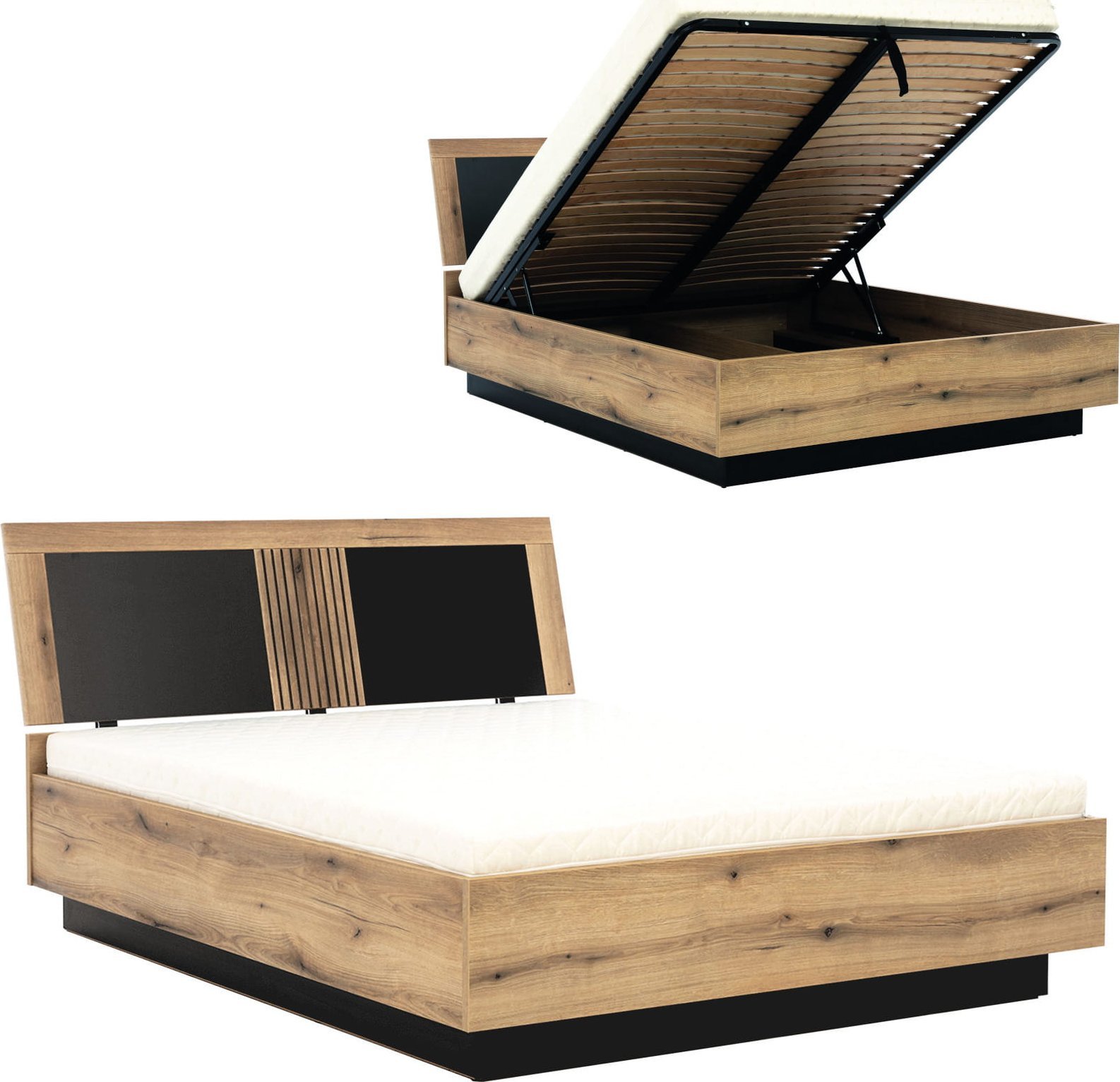 BogFran Łóżko z pojemnikiem 160x200 ze stelażem ARIS AS14