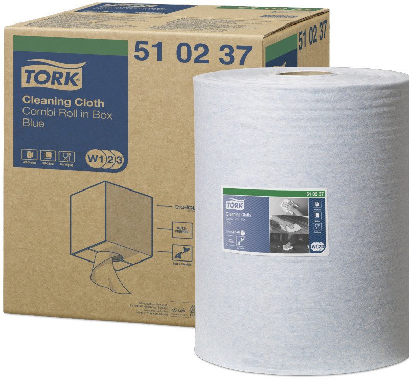 Tork - Wielozadaniowe czyściwo włókninowe w małej roli, 1-warstwowe, premium - Niebieskie