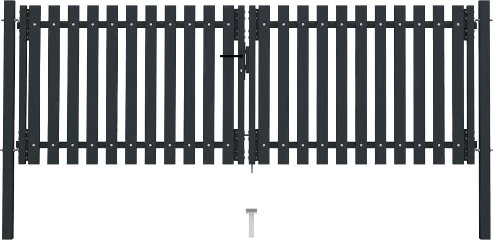 vidaXL Dwuskrzydłowa brama ogrodzeniowa, stal, 306x125 cm, antracytowa