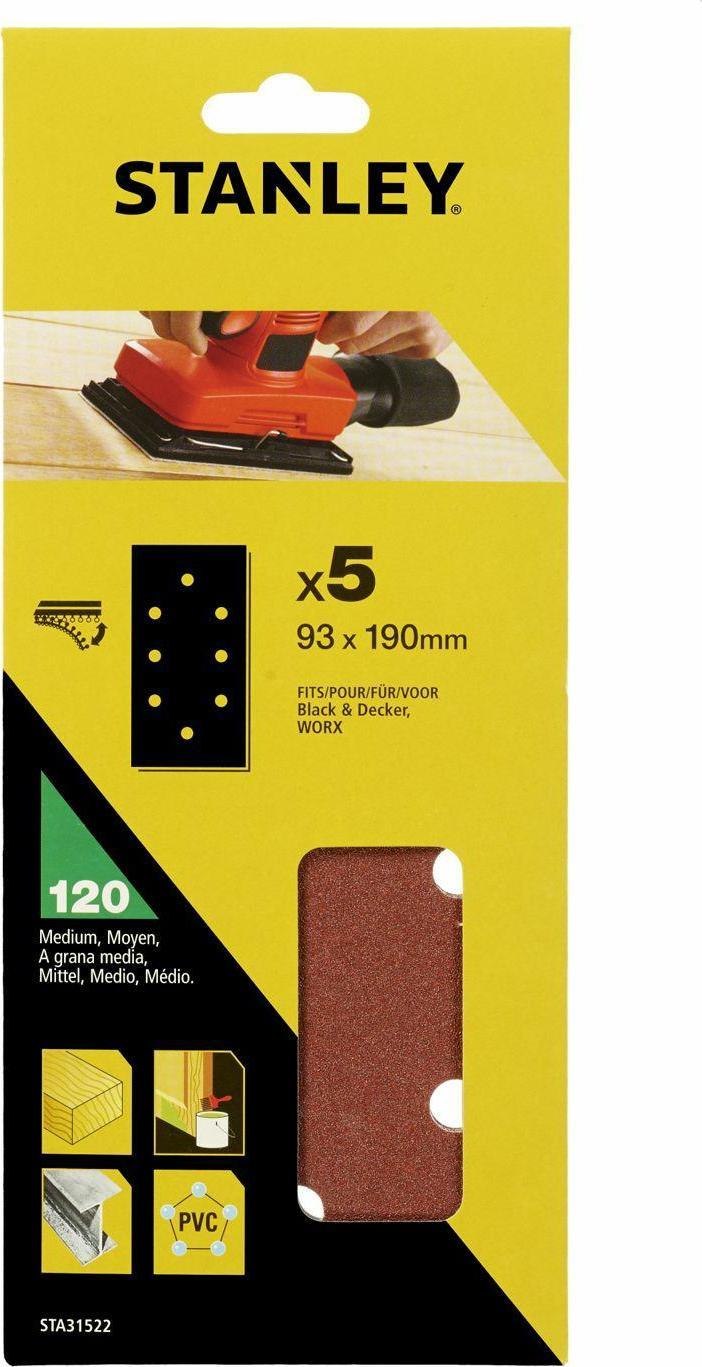 STA.PAPIER ŚCIERNY 93mm x 190mm P120 /5szt. 8 OTWORÓW NA RZEP