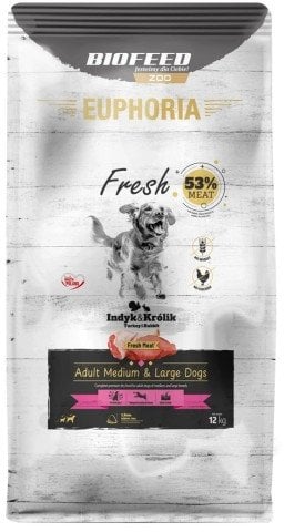 BIOFEED Euphoria Fresh Meat Adult Medium & Large Indyk i Królik 12kg