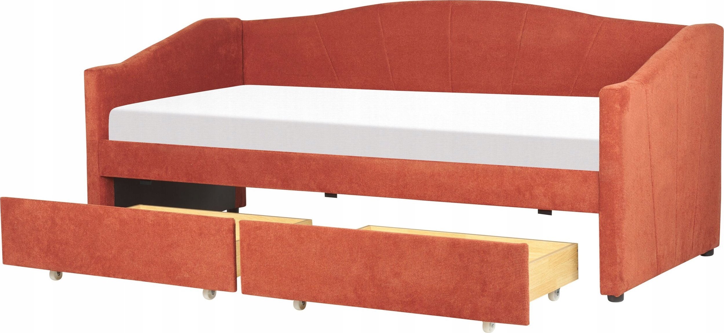 Beliani Łóżko dzienne tapicerowane 90 x 200 cm czerwone VITTEL