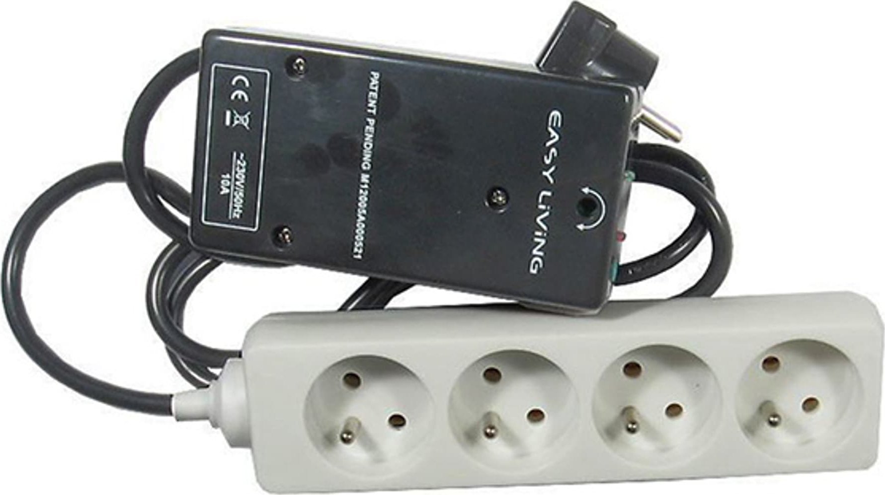 Neutralle Przewód zasilania rezerwowego EASY-OFF 230V z włączeniem zdalnego sterowania, CEE7 (widelec) - gniazdo 4x, Max. 2300W, czarny, zuż