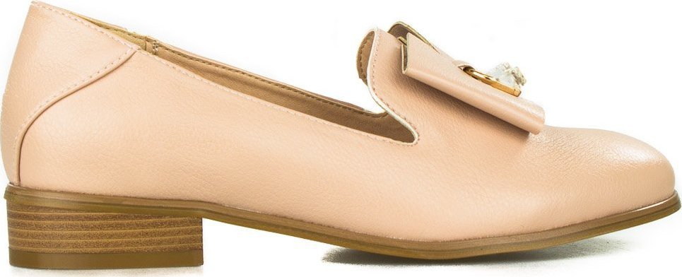 W. Potocki Mokasyny z kokardą i ozdobą z cyrkoniami różowe Potocki-36