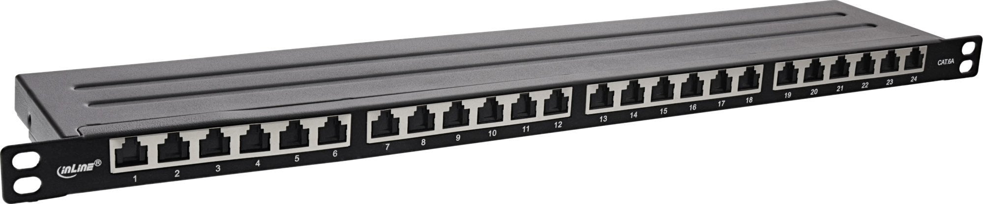 InLine InLine® 19" patch panel Cat.6A 0.5 U 24-port, with dust protection, black