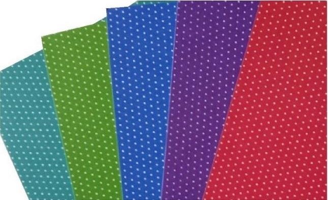 Karton obustronny kropki 300g 24x34cm 5 ark MIX