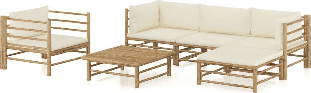 vidaXL 6-cz. zestaw do ogrodu śmietankowe poduszki bambus VidaXL