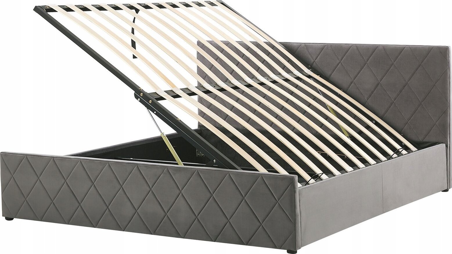 Beliani Łóżko z pojemnikiem welurowe 180 x 200 cm szare ROCHEFORT!