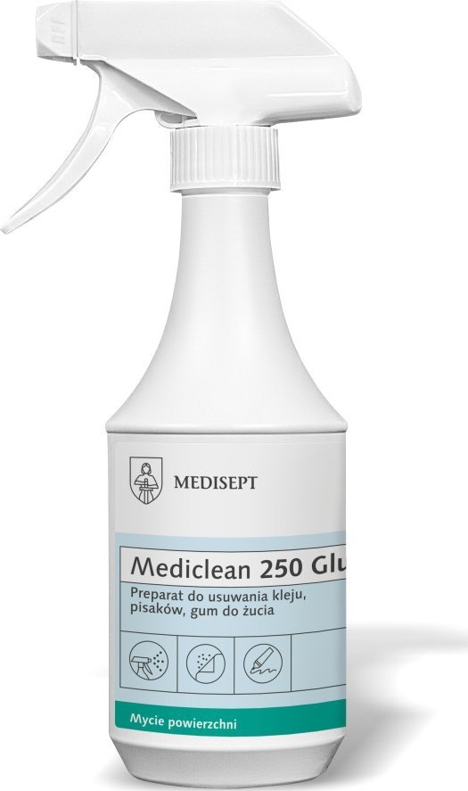 Medisept MEDICLEAN 250 Glue Preparat do usuwania śladów po naklejkach, taśmach klejących, gumach, pisakach 500 ml
