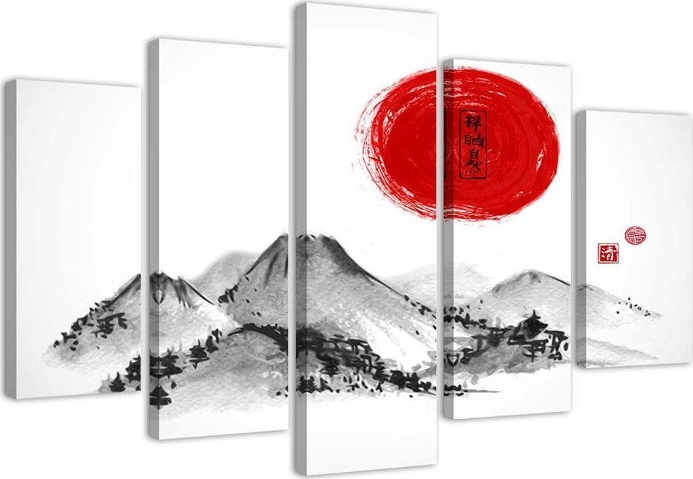 Feeby Obraz pięcioczęściowy na płótnie, Słońce nad Japonią - 100x70