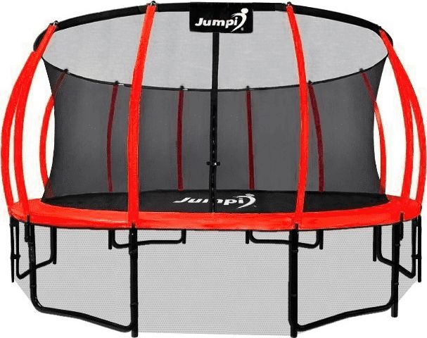 Trampolina ogrodowa Jumpi ogrodowa Maxy Comfort Plus z siatką wewnętrzną 14.5 FT 435 cm czerwona