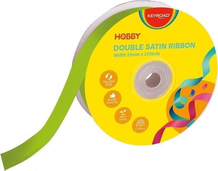 Wstążka podwójna satynowa zielona 25mmx22,86m