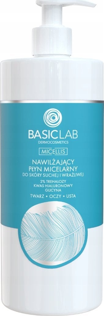 Basiclab Micellis nawilżający płyn micelarny do skóry suchej i wrażliwej 2% Trehalozy, Kwas Hialuronowy, Glicyna 500ml