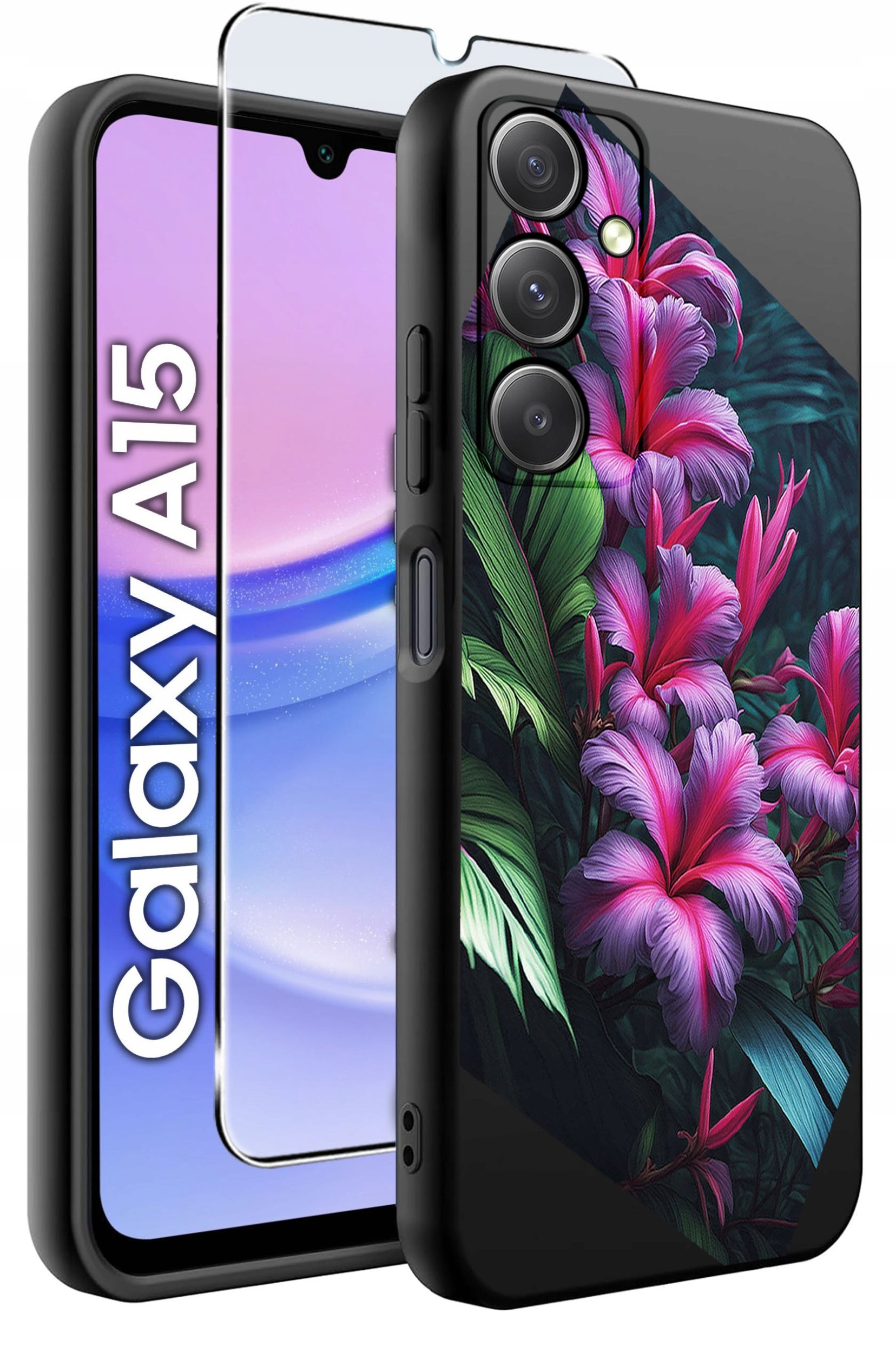 ETUI do Samsung A15 4G | 15 5G WZORY | SILIKONOWE MATT CASE + SZKŁO 9H