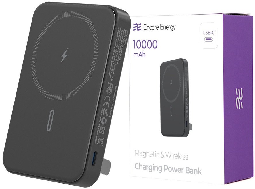 Powerbank indukcyjny 10000mAh ładowanie bezprzewodowe + porty USB-A i USB-C MagSafe 20W Encore Energy MD-10WA standard