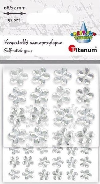 Kryształki samoprzylepne kwiaty 52szt srebrne