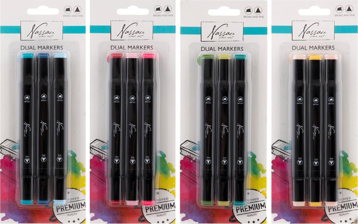 Markery, podwójna końcówka, 3 sztuki w zestawie, m