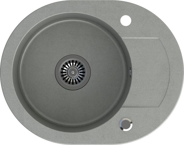 Zlewozmywak Steiner CUBA 216 Steingran granitowy szary 1 komorowy z/o (58x46x17,5) z zaślepką i odpływem