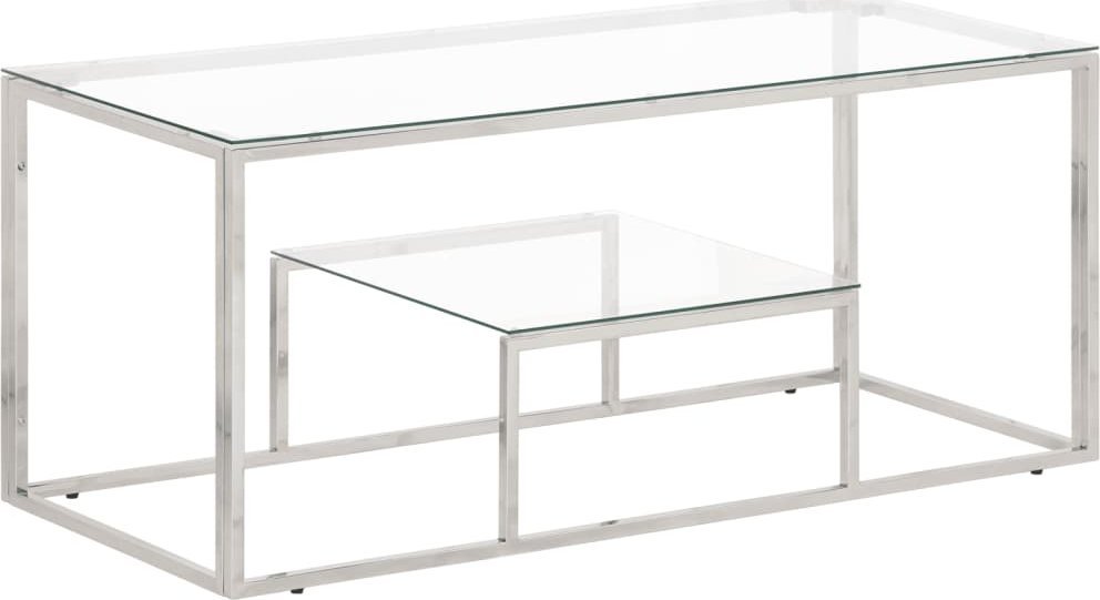 vidaXL vidaXL Stolik kawowy, srebrny, stal nierdzewna i szkło hartowane