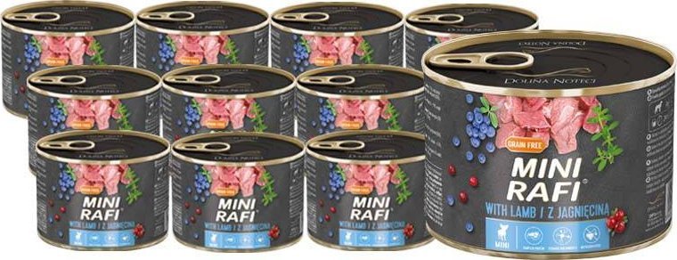 Mokra karma dla psa Mini Rafi z jagnięciną zestaw 12 x 185g