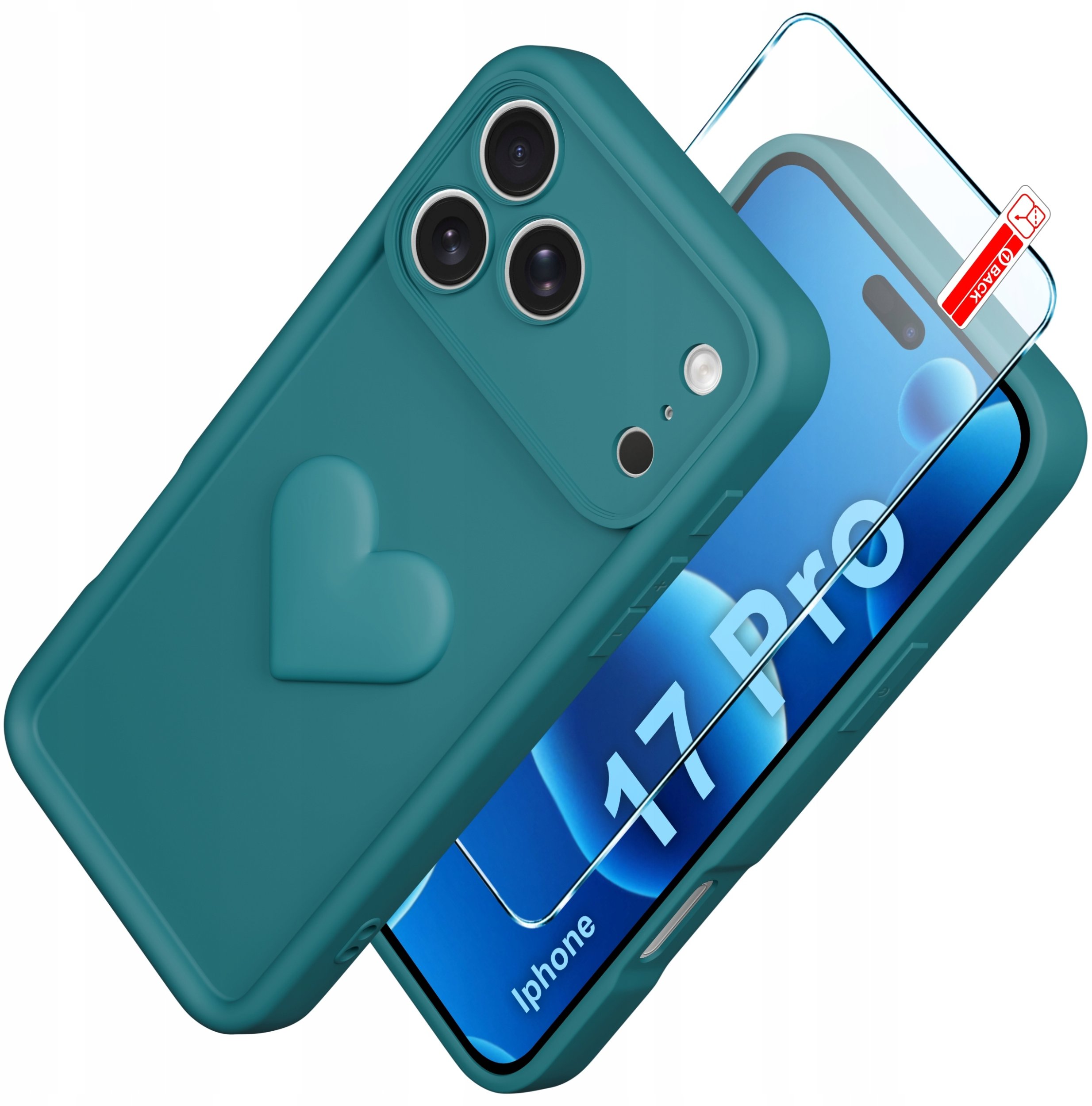 Etui do iPhone 17 Pro CASE silikonowe MATOWE serce + Szkło ochronne 9H
