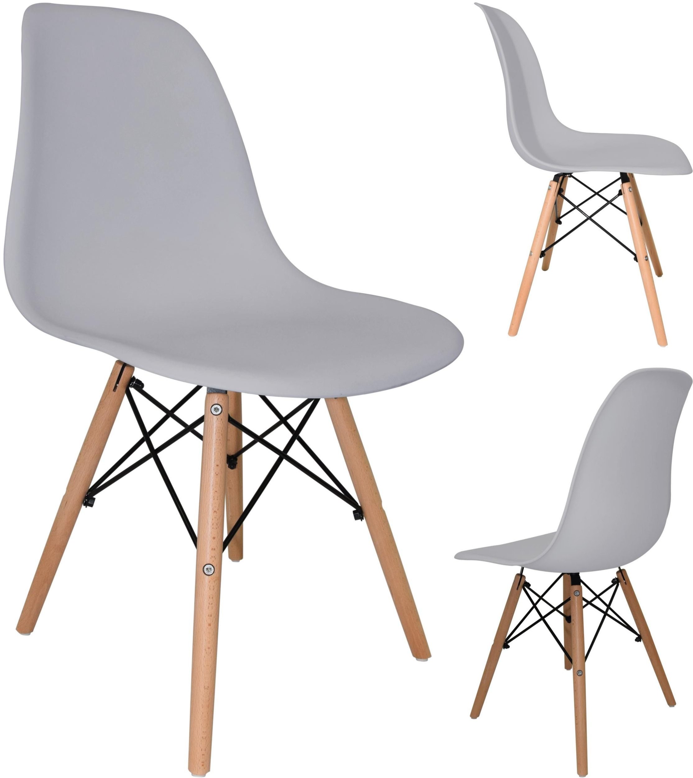 Szare krzesło skandynawskie stylowe do salonu kuchni i biura