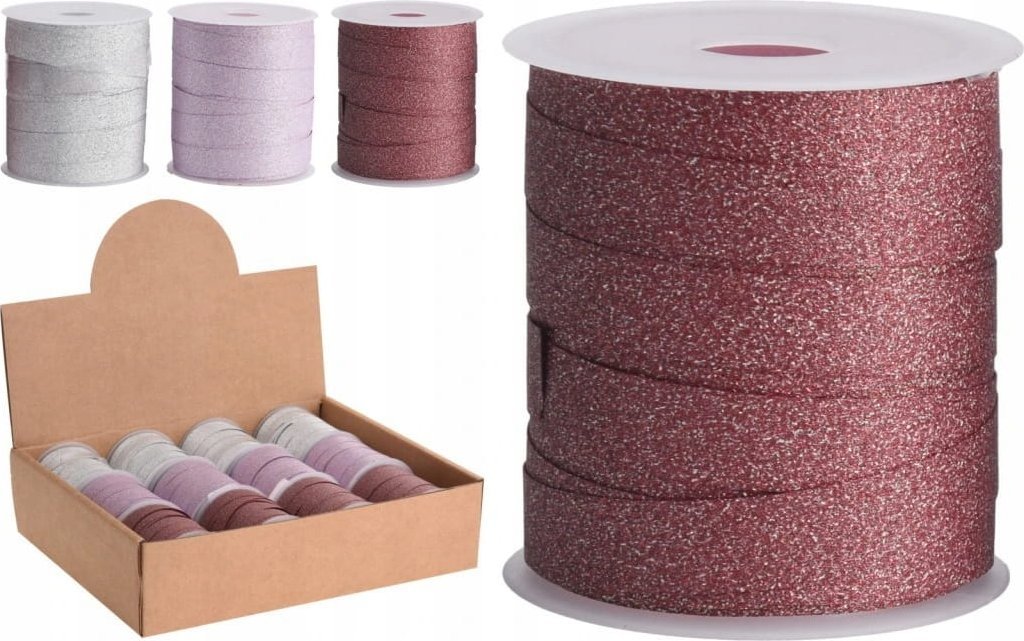 Koopman Wstążka prezentowa brokatowa świąteczna 1cm x 10m 1 sztuka