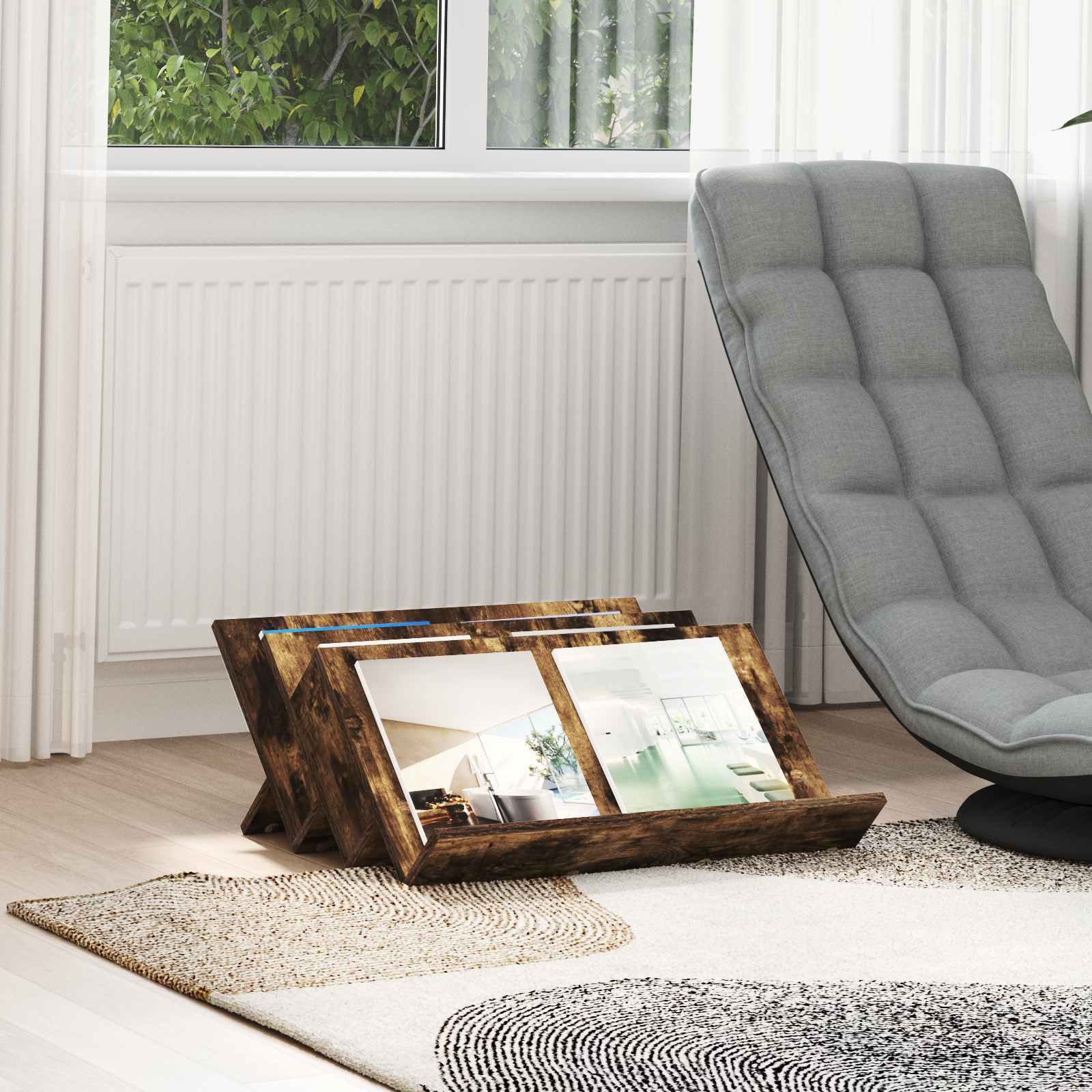 vidaXL Szafka boczna z półką w kolorze dębu wędzonego, 65 x 57,5 x 42 cm