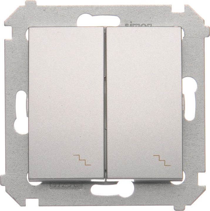 Kontakt-Simon Łącznik schodowy podwójny z podświetleniem LED 10AX 250V zaciski śrubowe srebrny mat metalizowany (DW6/2L.01/43)