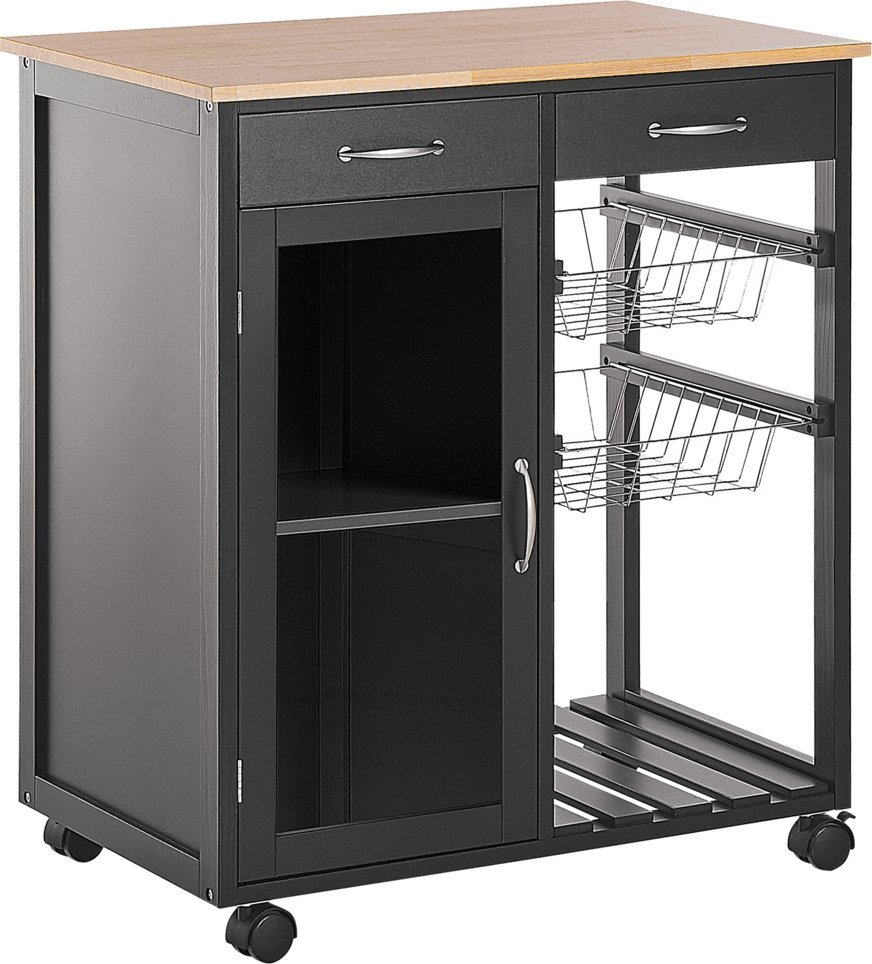 Beliani Wózek kuchenny 2 szuflady czarny BOVES