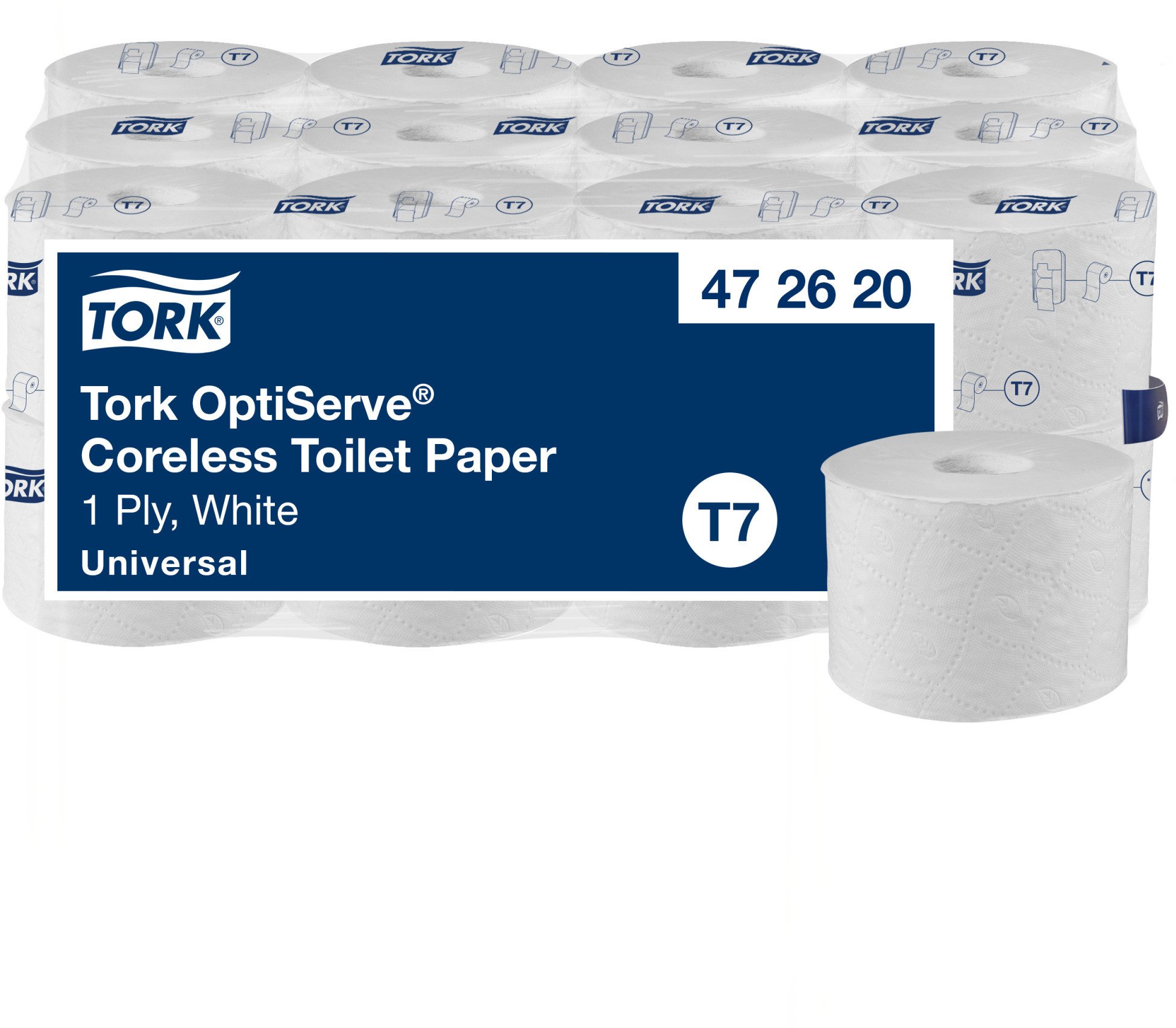 Tork OptiServe Ekologiczny papier toaletowy bez gilzy, T7, universal, 1 Warstwa Biały
