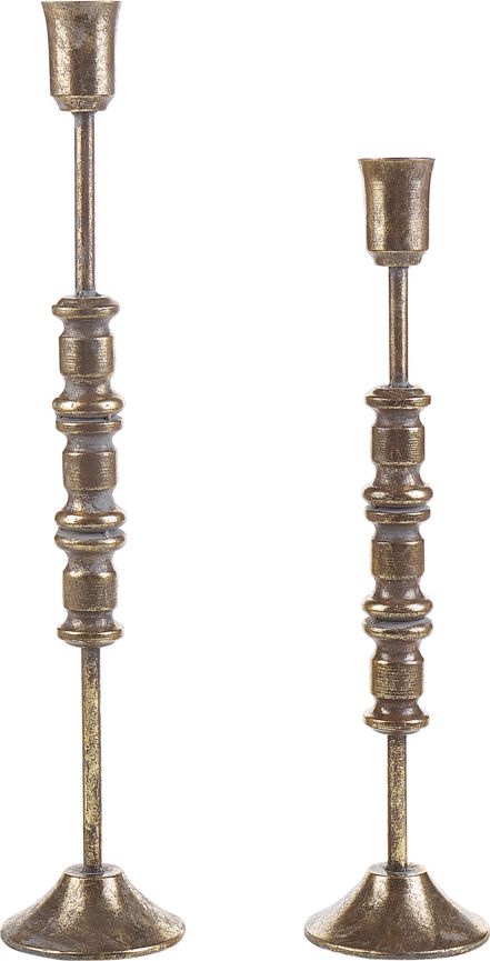 Beliani Zestaw 2 świeczników metalowy złoty SALAMINA