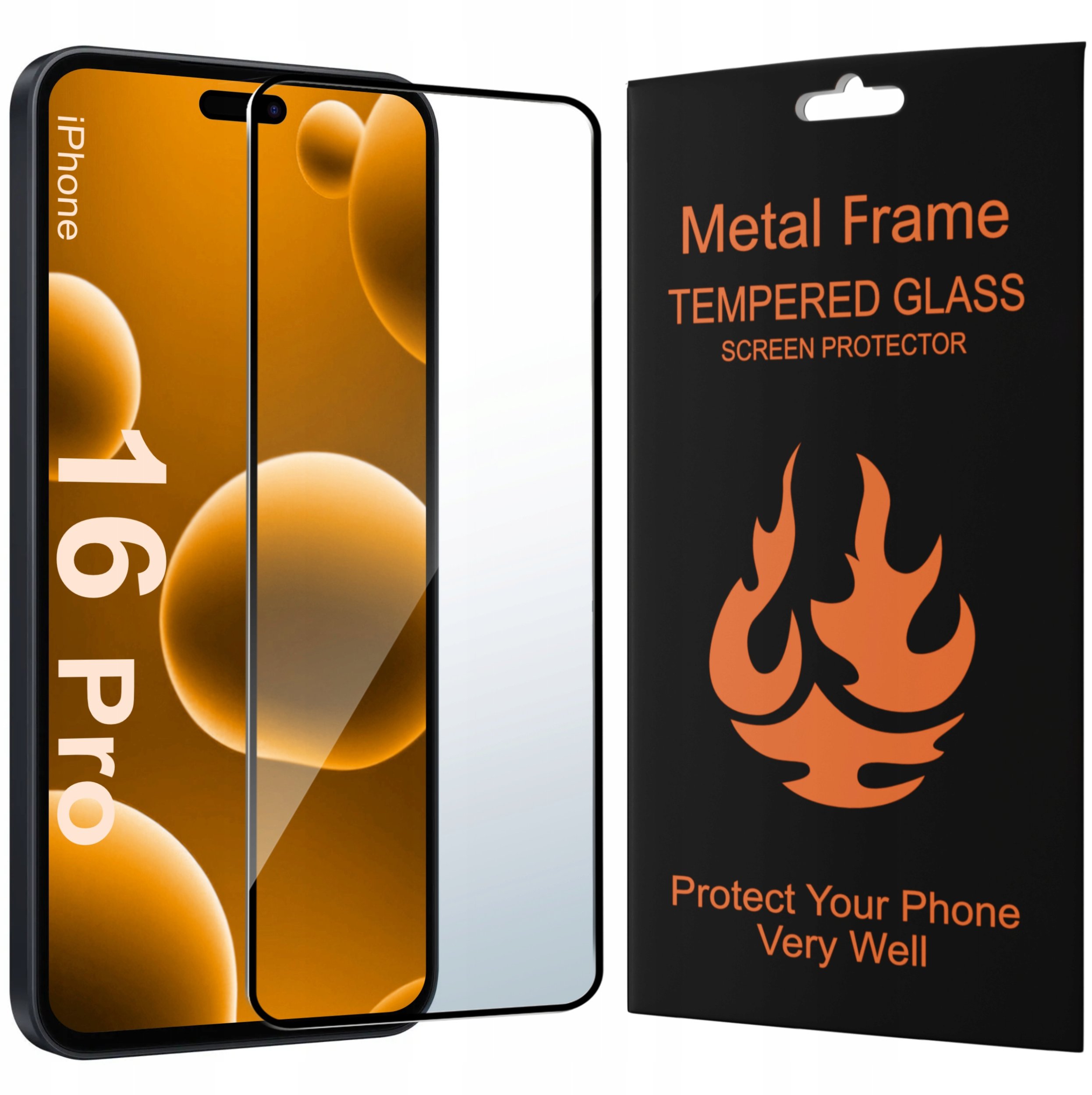 SZKŁO HARTOWANE do iPhone 16 Pro PEŁNE NA CAŁY EKRAN 5D Z METALOWA RAMKA