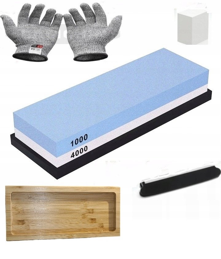 Zestaw ostrzący osełka 1000/4000 Kamień do ostrzenia rękawiczki ochronne