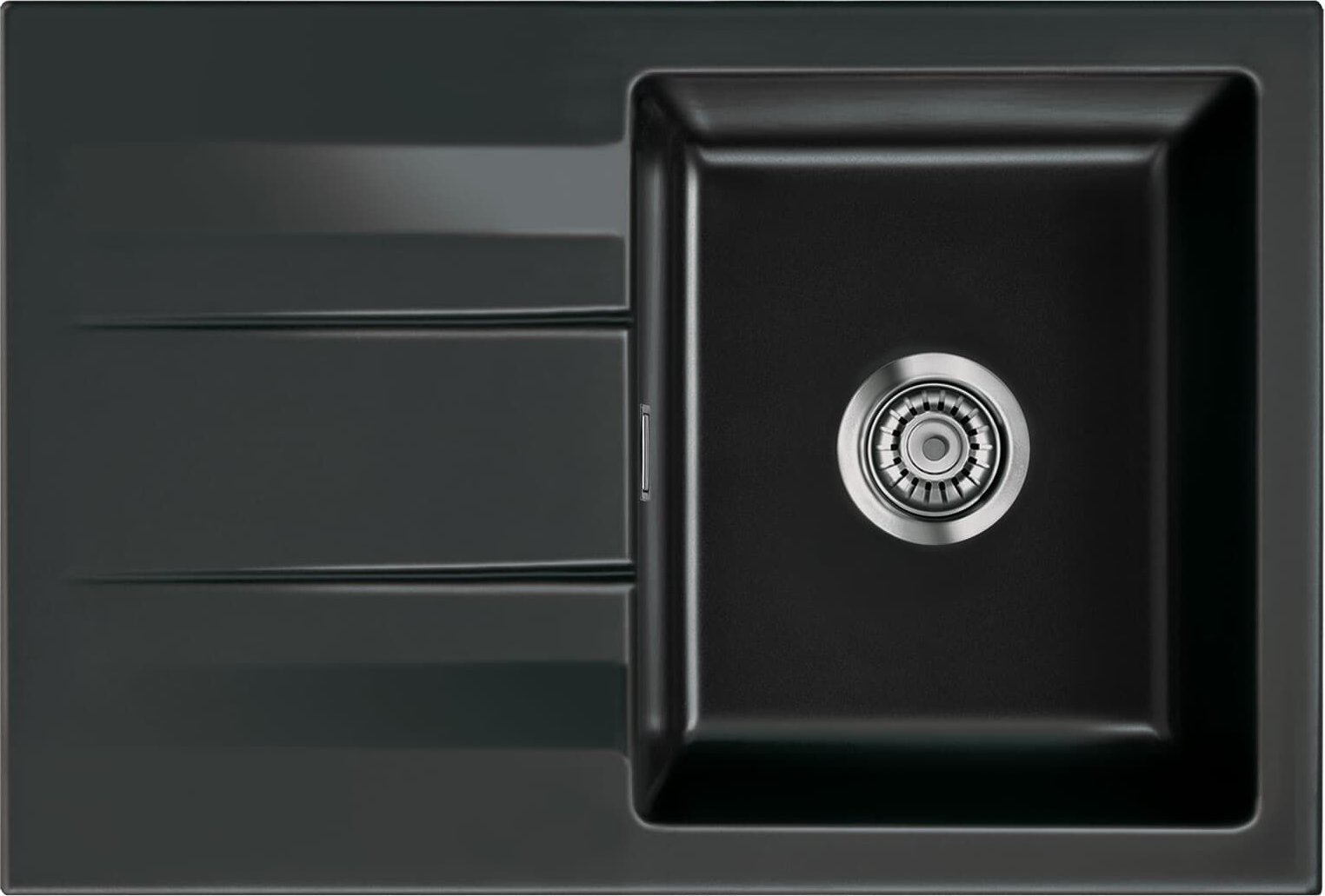 Zlewozmywak SYSTEMCERAM Systemceram Genea 75 Nero, zlewozmywak ceramiczny, korek manualny