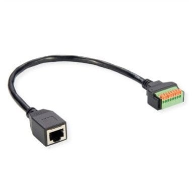 Adapter kablowy ROLINE, gniazdo RJ45 do listwy zaciskowej (przycisk), 30 cm