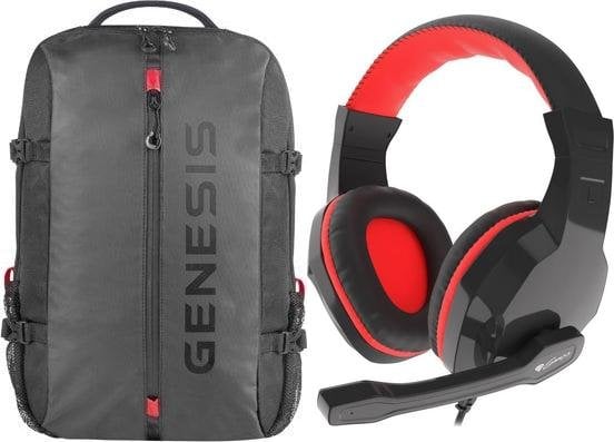 Plecak Genesis PALLAD 410 15.6" (NBG-1947) + Słuchawki Genesis Argon 110 Czerwone (NSG-1437)