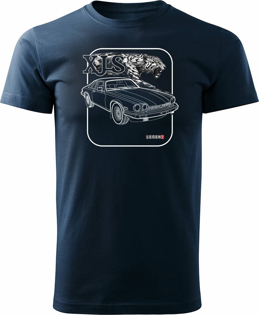 Topslang Koszulka z samochodem jaguar z jaguarem xjs kolekcjonerska męska granatowa REGULAR M